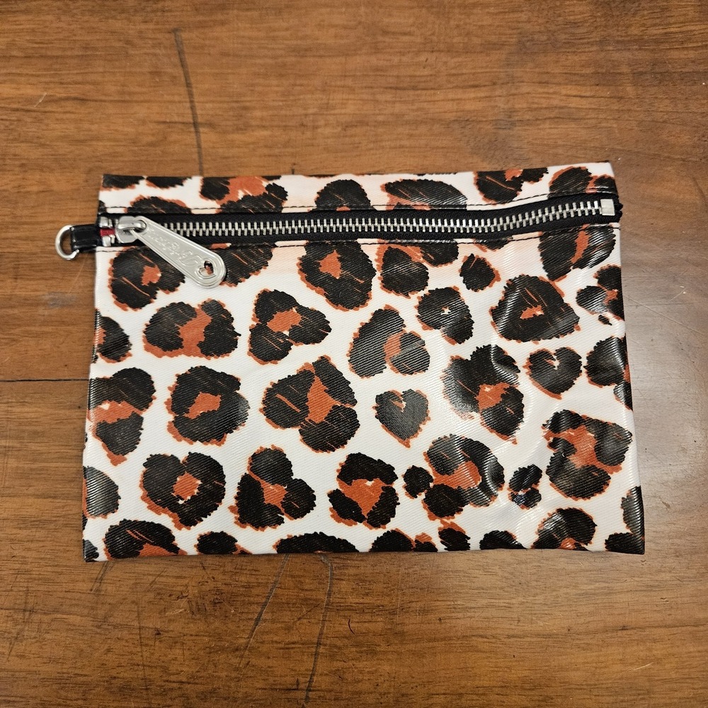 Brighton Black White Red Leopard Print Faux‎ Leather Zipper Pouch